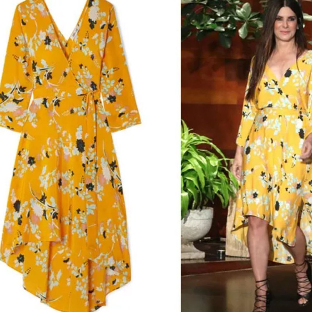 Diane Von Furstenberg Yellow Floral Asymmetrical Dress